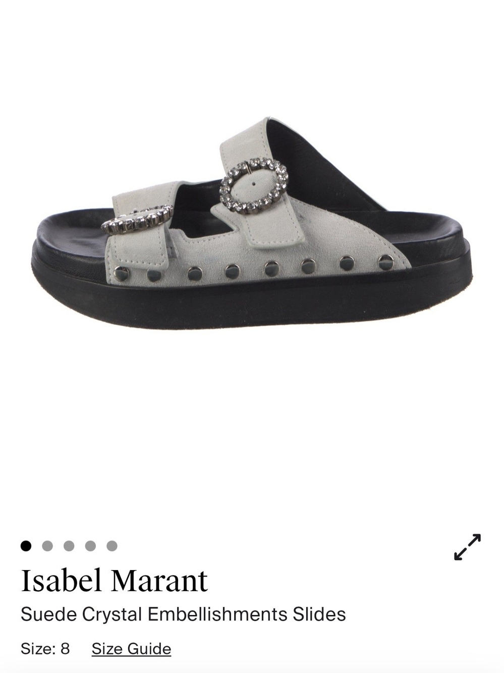 Isabel Marant Cream Suede Crystal Buckle Platform Slides